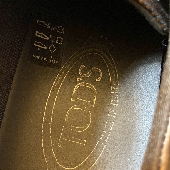 TOD’s Lace Up Flat Sneakers Brown Croco Leather/Mesh Shoes 38/7.5 Italy - Picture 7 of 10